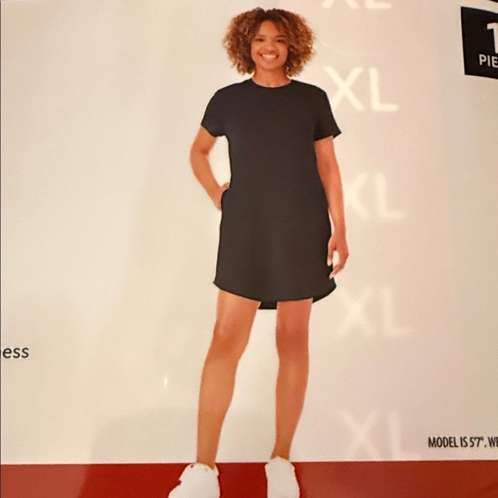 Black T-Shirt Dress sandwashed midi dress with side pockets